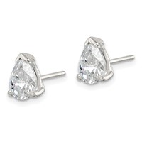 Sterling Silver Polished 5x 7mm Pear Basket Set CZ Stud Earrings view 2