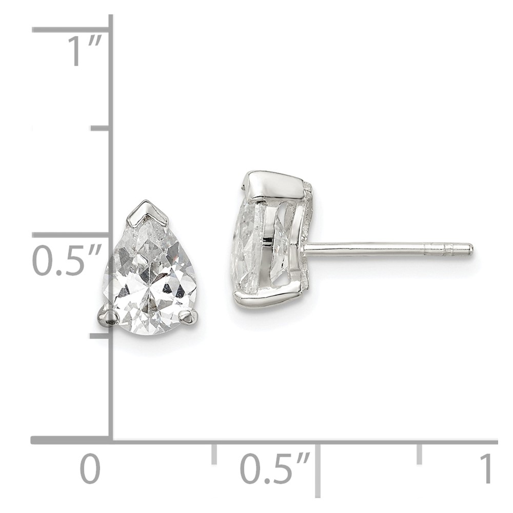 Sterling Silver Polished 5x7mm Pear Basket Set CZ Stud Earrings (QE3167)