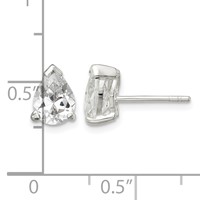 Sterling Silver Polished 5x 7mm Pear Basket Set CZ Stud Earrings view 4