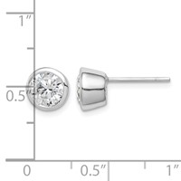 Sterling Silver Polished 6mm Round CZ Bezel Set Stud Earrings view 4