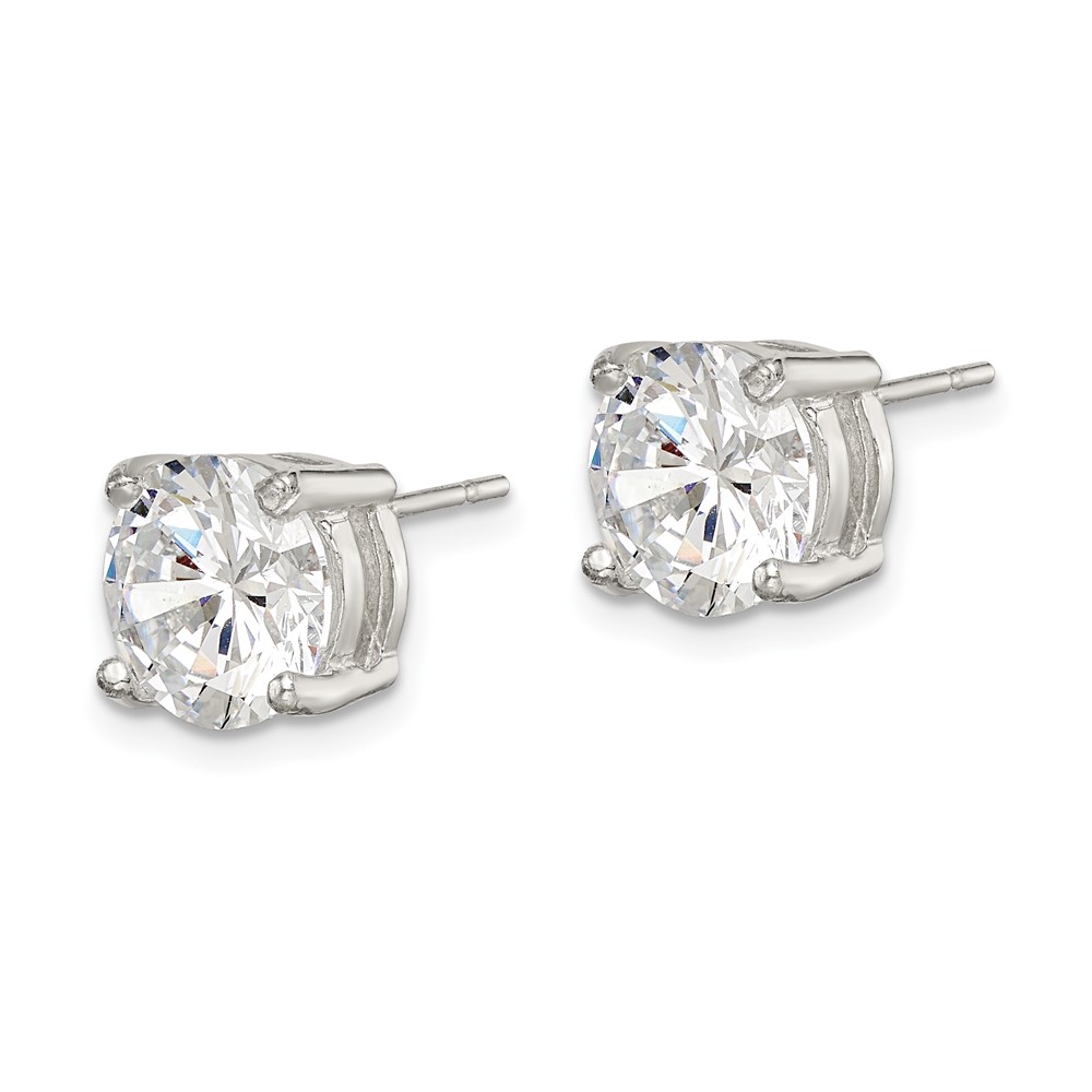 Sterling Silver Polished 8mm Round CZ Stud Earrings (QE319)