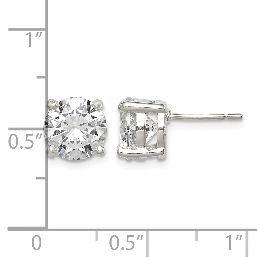 Sterling Silver Polished 8mm Round CZ Stud Earrings (QE319)