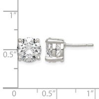 Sterling Silver Polished 8mm Round CZ Stud Earrings view 4