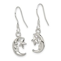 Sterling Silver Moon and Star Earrings view 2