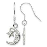 Sterling Silver Moon and Star Earrings view 1