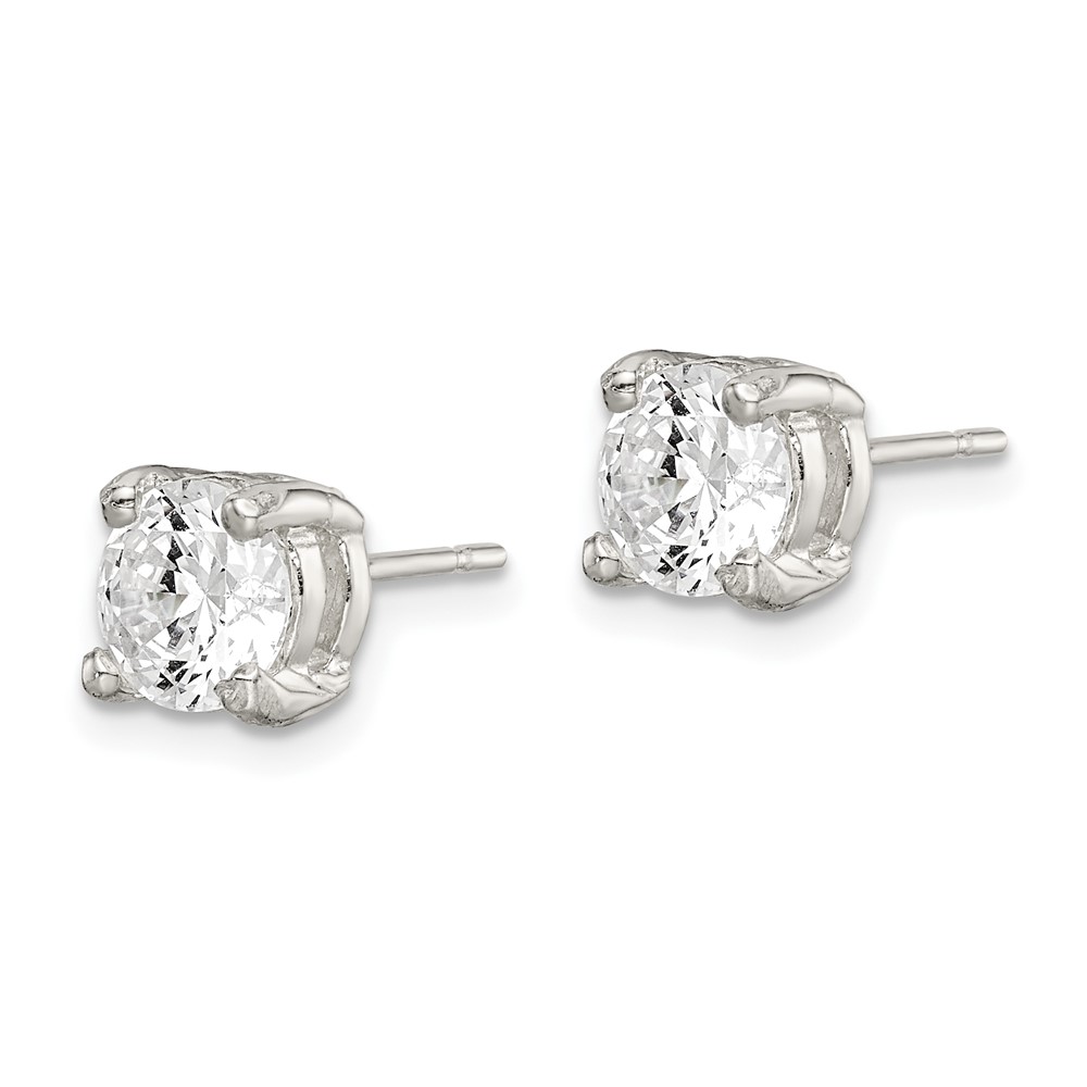 Sterling Silver Polished 6mm Round CZ Stud Earrings (QE320)