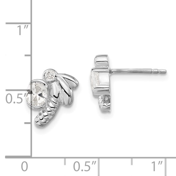 Sterling Silver Polished CZ Dragonfly Post Earrings