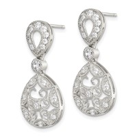 Sterling Silver CZ Antique Style Earrings view 2