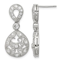 Sterling Silver CZ Antique Style Earrings view 1