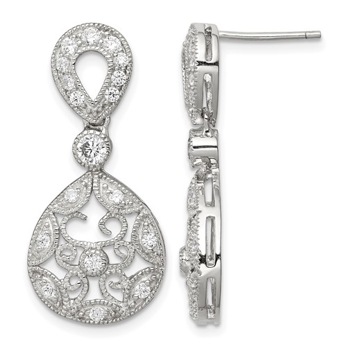 Sterling Silver CZ Antique Style Earrings