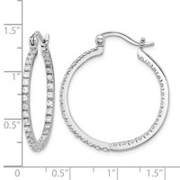 Sterling Silver Rhodium-plated CZ in Out Hoop Earrings view 4