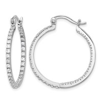 Sterling Silver Rhodium-plated CZ in Out Hoop Earrings view 1