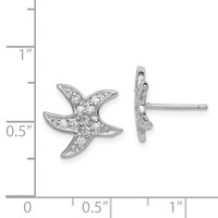 Sterling Silver Rhodium-plated CZ Starfish Earrings view 4