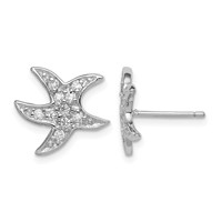 Sterling Silver Rhodium-plated CZ Starfish Earrings view 1