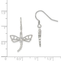 Sterling Silver Rhodium-plated CZ Dragonfly Earrings view 4