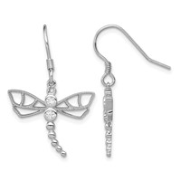 Sterling Silver Rhodium-plated CZ Dragonfly Earrings view 1