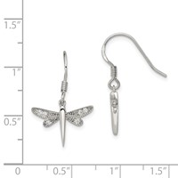 Sterling Silver Rhodium-plated Polished CZ Dragonfly Earrings view 4