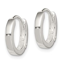Sterling Silver Round Hinged Hoop Earrings view 2