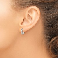 Sterling Silver Round Hinged Hoop Earrings view 3