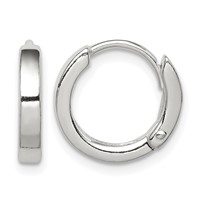 Sterling Silver Round Hinged Hoop Earrings view 1
