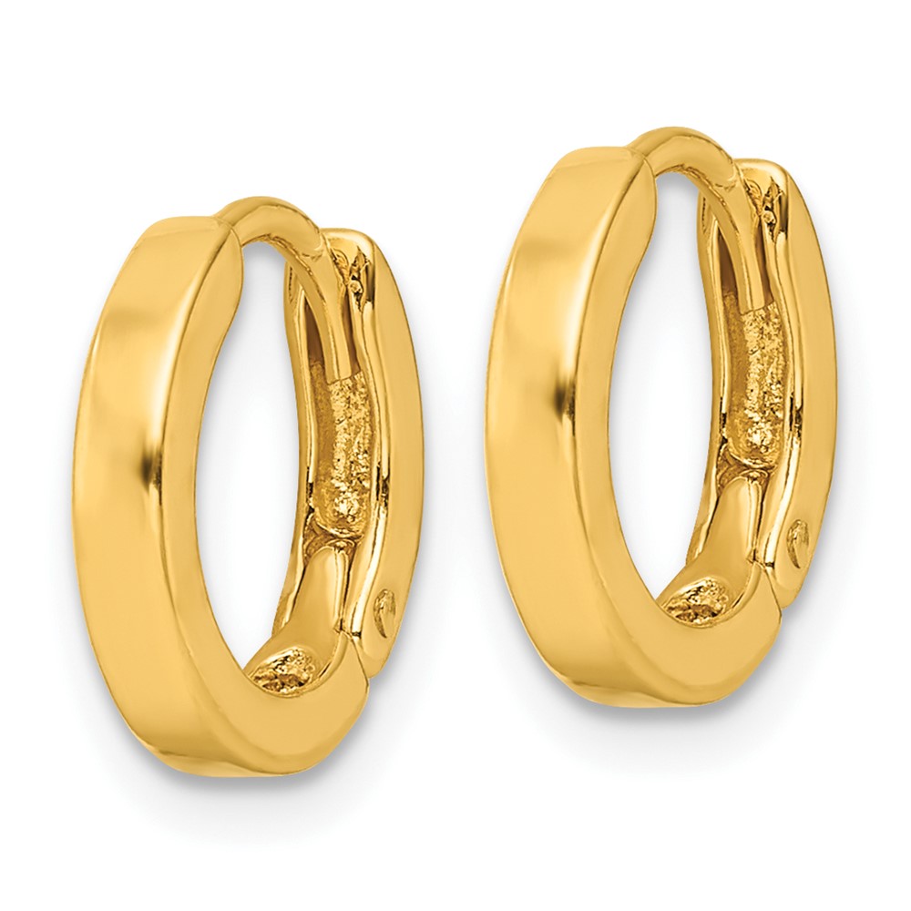 Sterling Silver Gold-tone Round Hinged Hoop Earrings (QE3280GP)