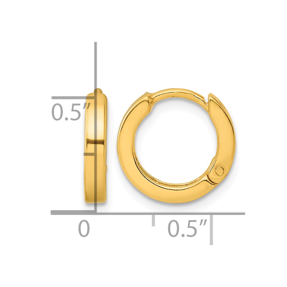 Sterling Silver Gold-tone Round Hinged Hoop Earrings (QE3280GP)