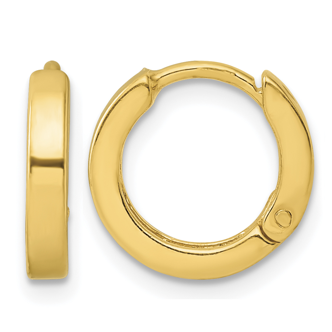 Sterling Silver Gold-tone Round Hinged Hoop Earrings (QE3280GP)