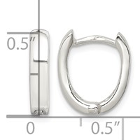 Sterling Silver Oval Hinged Hoop Earrings view 4