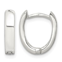 Sterling Silver Oval Hinged Hoop Earrings view 1