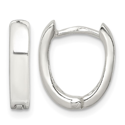 Sterling Silver Oval Hinged Hoop Earrings