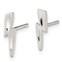 Sterling Silver Lightning Bolt Post Earrings view 2