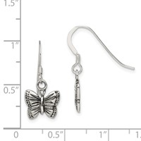 Sterling Silver Antiqued Butterfly Earrings view 4