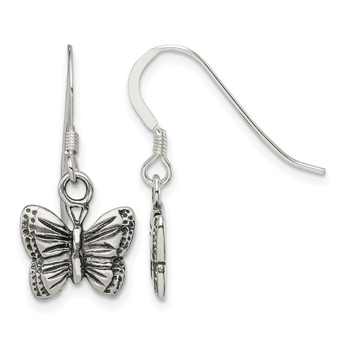 Sterling Silver Antiqued Butterfly Earrings