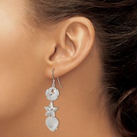 Sterling Silver Sand Dollar, Starfish and Shell Earrings view 3
