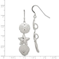 Sterling Silver Sand Dollar, Starfish and Shell Earrings view 4