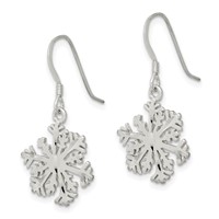 Sterling Silver Satin Snowflake Earrings view 2