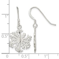 Sterling Silver Satin Snowflake Earrings view 4