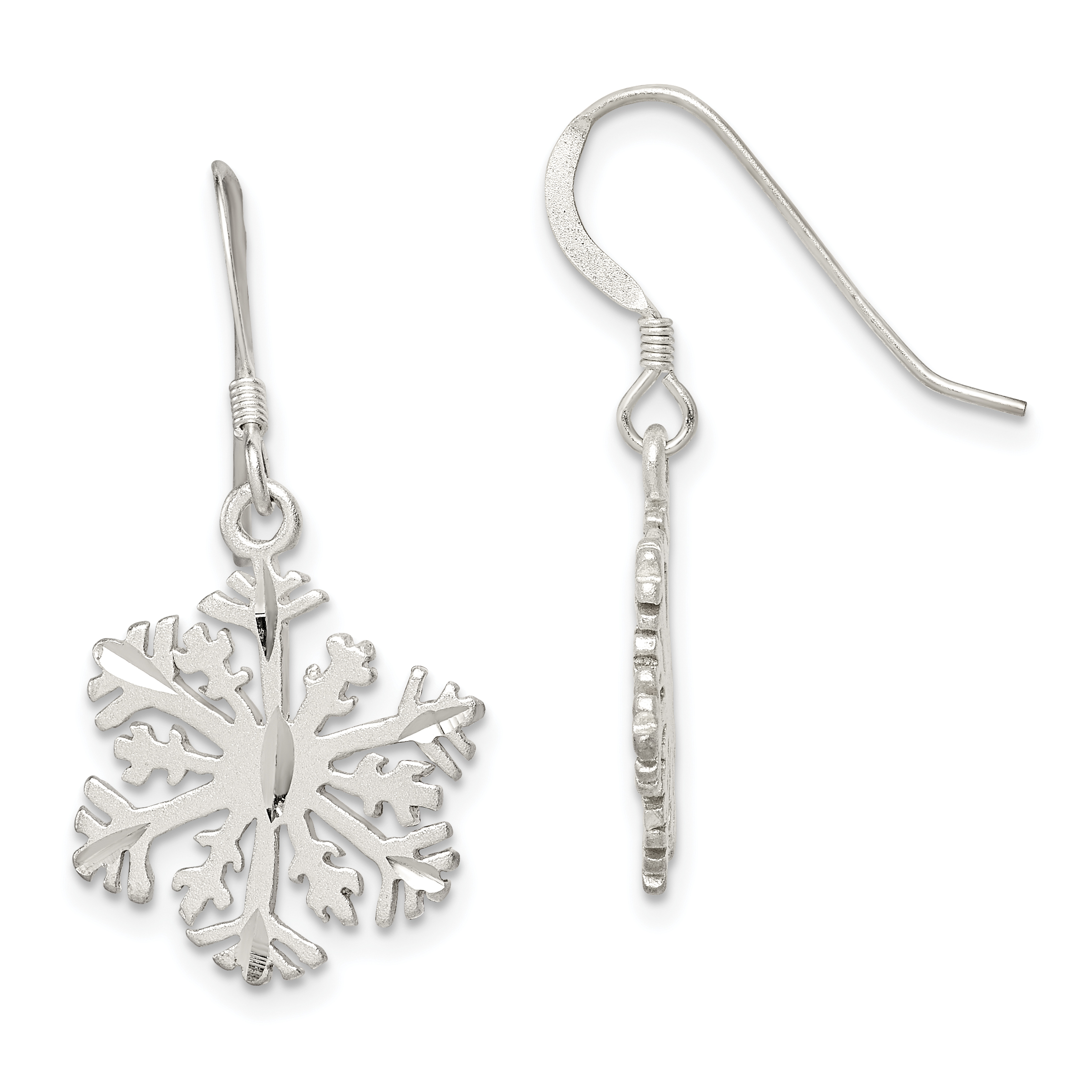 Sterling Silver Satin Snowflake Earrings (QE3337)