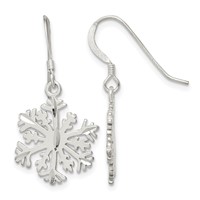 Sterling Silver Satin Snowflake Earrings view 1
