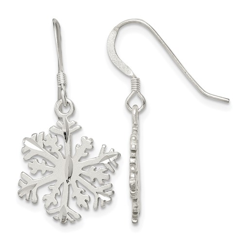 Sterling Silver Satin Snowflake Earrings