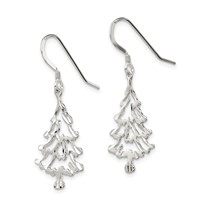 Sterling Silver Christmas Tree Earrings view 2