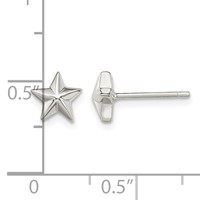 Sterling Silver Polished Star Post Earrings view 4