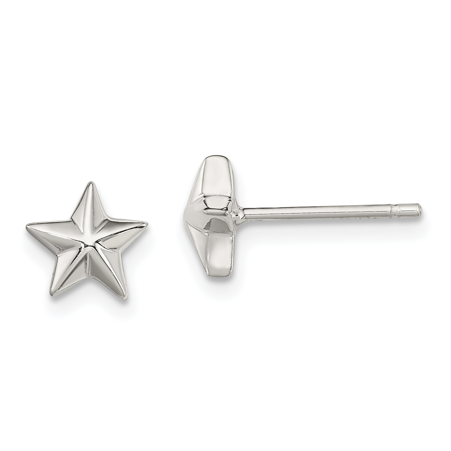 Sterling Silver Polished Star Children's Post Earrings (QE3347)
