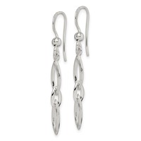 Sterling Silver Polished Fancy Marquise Link Dangle Earrings view 2