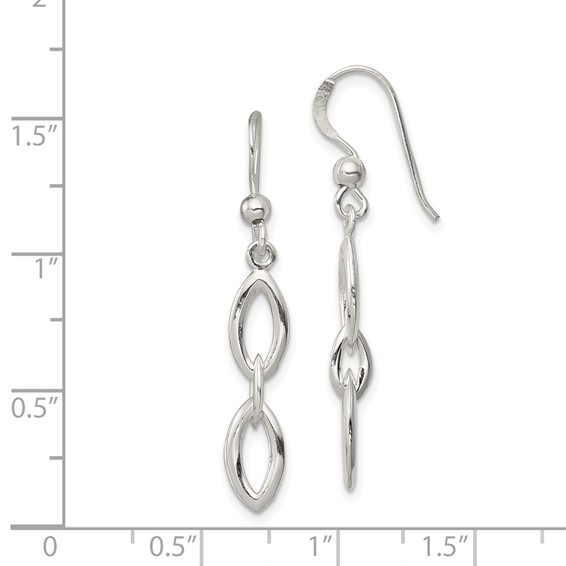 Sterling Silver Polished Fancy Marquise Link Dangle Earrings