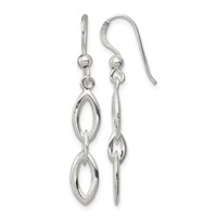 Sterling Silver Polished Fancy Marquise Link Dangle Earrings view 1