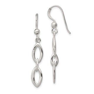 Sterling Silver Polished Fancy Marquise Link Dangle Earrings