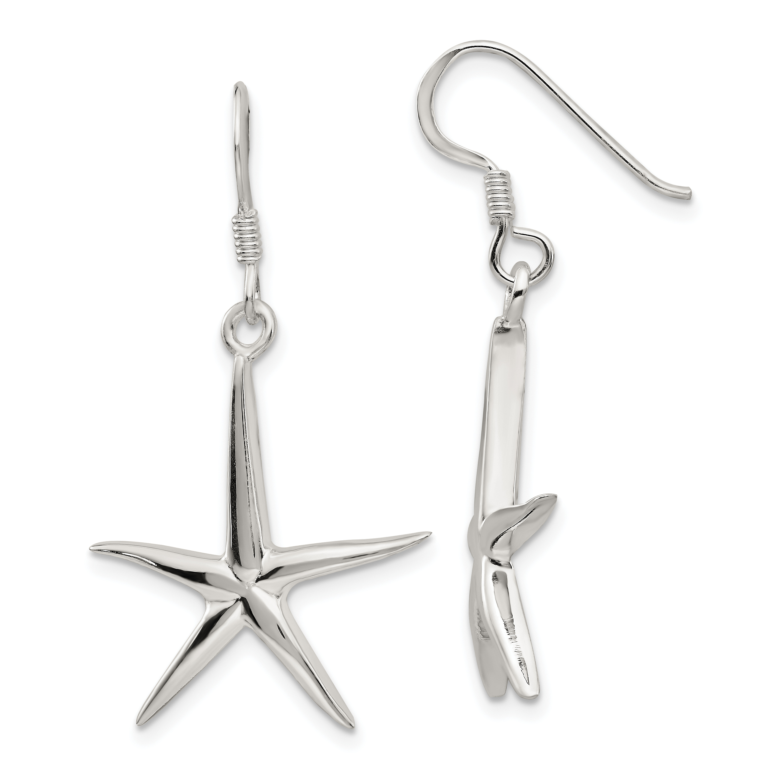 Sterling Silver Starfish Dangle Earrings (QE3356)