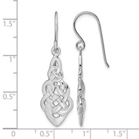 Sterling Silver RH-plated Polished Celtic Knot Dangle Earrings view 4