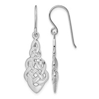 Sterling Silver RH-plated Polished Celtic Knot Dangle Earrings view 1